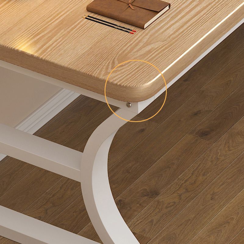 Casual Rust Resistant Sleigh Base Writing Desk with Cable Management in Ink/Light Brown/Natural Unattached Engineered Wood Top
