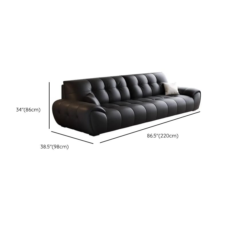 Contemporary Modern Solid Color Scratch-durable Standard/Single Sofa in Midnight Black, Seats 4/3 with 2 Pillows