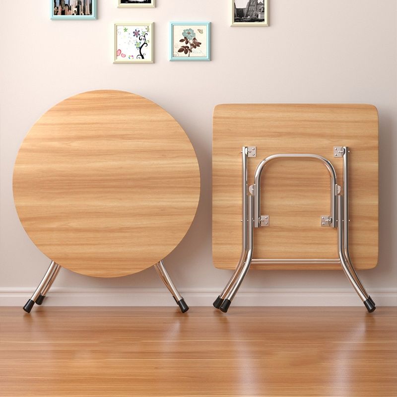 Silver Veneer Dining Table with Crossed Legs, Foldable Square Top for 2-seater, Scratch Resistant