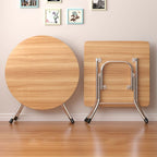 Silver Veneer Dining Table with Crossed Legs, Foldable Square Top for 2-seater, Scratch Resistant
