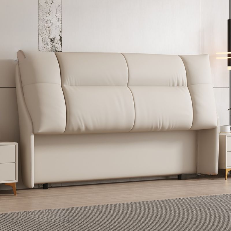 Trendy Panel Headboard in Natural Wood with No Distressing, Rectangle Shape for King/Queen/Full Bed, Cotton Upholstery Fill, Standard Height