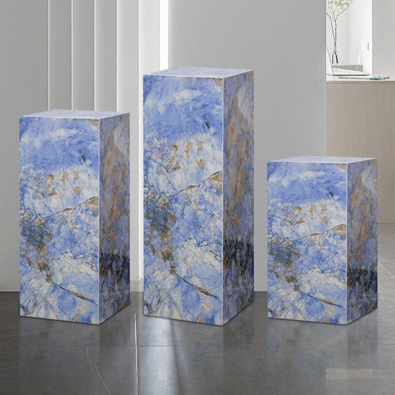 Unfinished Square Marble Pattern Display Table with Slate Top, 30 to 39 in Height, Up to 19 in Size