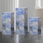 Unfinished Square Marble Pattern Display Table with Slate Top, 30 to 39 in Height, Up to 19 in Size
