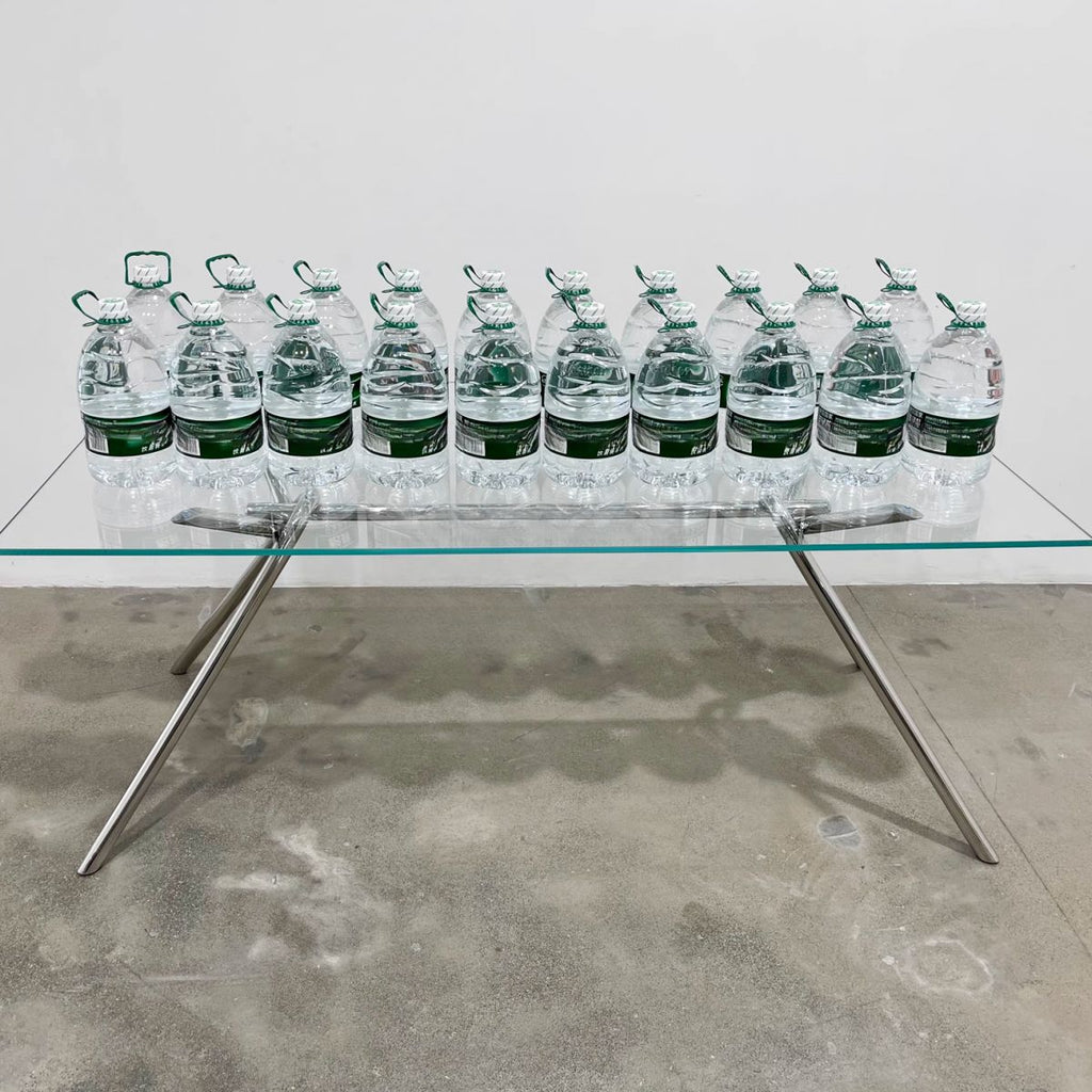 Trendy Clear Gloss Finish Glass Table with Trestle Base for 8-person/6-person/4-person Seating, Scratch-proofed Tempered Glass