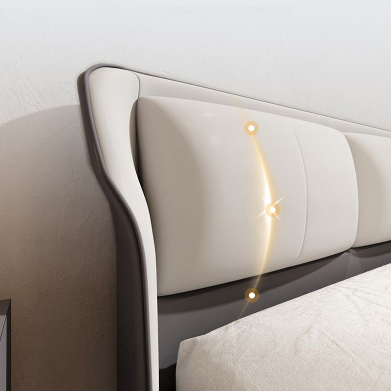 Trendy Wingback Headboard in Natural Wood with No Distressing, Rectangle Shape for Full/Queen Bed, Featuring Sponge Upholstery and Standard Height