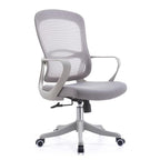 Multi-levelled Single Color Chair with Armrest, Wheels, Midnight Black/Dove Grey/Chalk Frame, Lumbar Support, and Tilt Available Glide Movement
