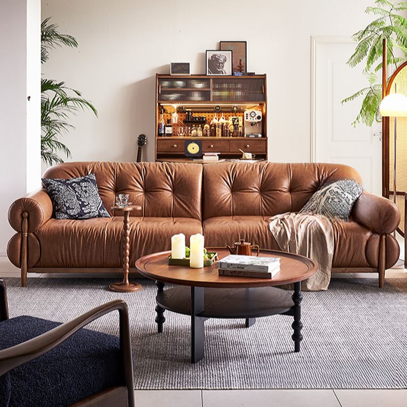 Modern Solid Color Tear Resistant Loveseat in Black/Auburn with 2 Pillows for 2-seater