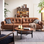 Modern Solid Color Tear Resistant Loveseat in Black/Auburn with 2 Pillows for 2-seater