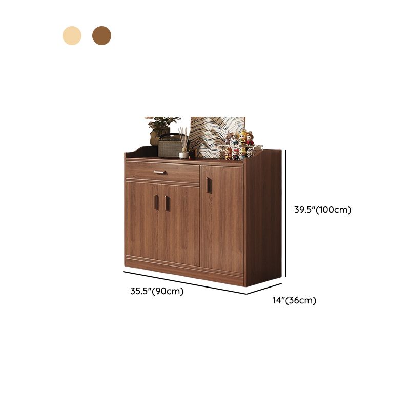 Modern Simple Style Narrow Sideboard with 3 Drawers, Hutch, 2 Shelves, Engineered Wood Countertop, and 3 Doors