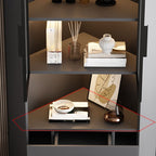 Damp-proof Scratch-immune Accent Cabinet with 1 Exterior Shelf, Glazed Door, Storm Gray Top, Soft Close Drawer, and Stain Resistant