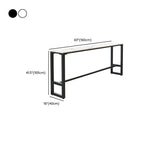 Rectangular Modern Stone Top Bar Table Set with Trestle Base and Backrest Barstools