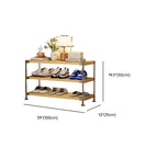 Art Deco Solid Wood Rectangle Shoe Rack with Nature Finish and Adjustable Shelves for 11-20 Pairs in Drawing Room