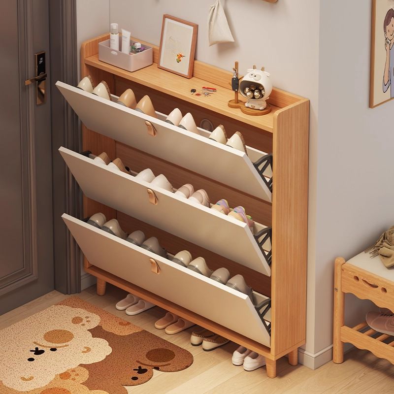 Wood Grain 3 Tiers Shoe Wardrobe with Dustproof Protection