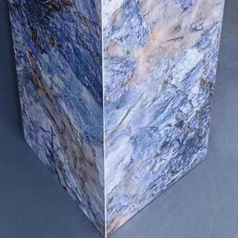 Unfinished Square Marble Pattern Display Table with Slate Top, 30 to 39 in Height, Up to 19 in Size