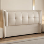 Trendy Panel Headboard with No Distressing, Piled Tufted Rectangle Design for King/Full Bed, Featuring Sponge Upholstery and Standard Height