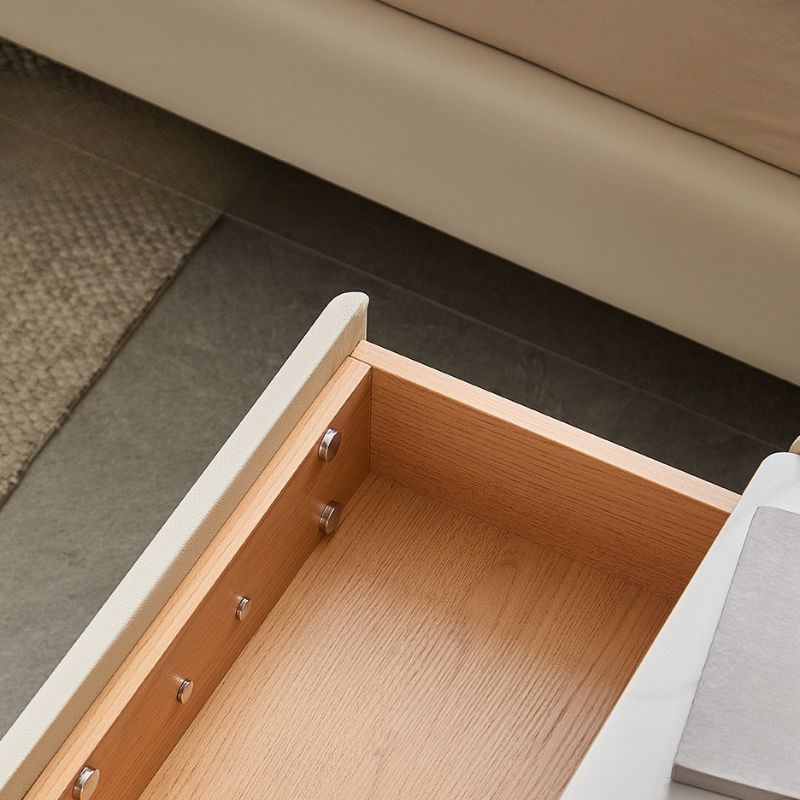 Modish Nightstand With Drawer Organization and Elegant Stone Countertop