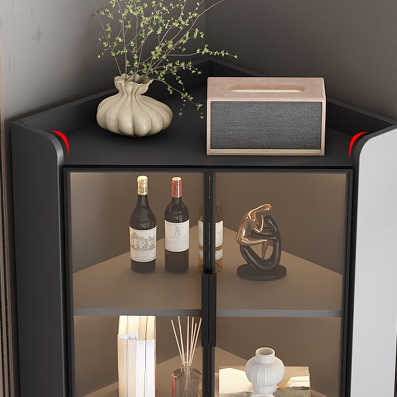 Damp-proof Scratch-immune Accent Cabinet with 1 Exterior Shelf, Glazed Door, Storm Gray Top, Soft Close Drawer, and Stain Resistant