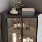 Damp-proof Scratch-immune Accent Cabinet with 1 Exterior Shelf, Glazed Door, Storm Gray Top, Soft Close Drawer, and Stain Resistant