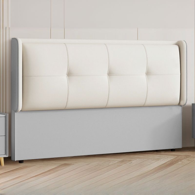 Trendy Wingback Headboard with No Distressing, Piled Tufted Rectangle for Queen/King Bed, Sponge Upholstery Fill, Standard Height