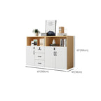 Natural Finish Manufactured Wood Supplies Cabinet with Shelves, Drawers, Locker, Locking Door, and 5-Wide/4-Wide/3-Wide Compartments