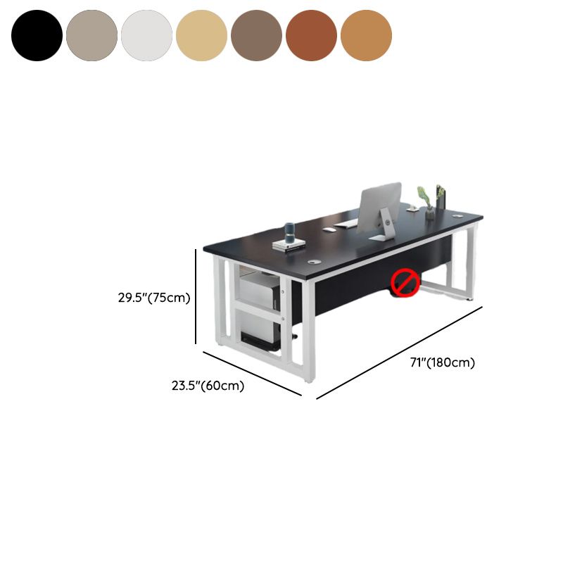 Cocoa/Wood Color/Chalk Rectangular Steel Table with Scratch Resistant Toboggan Base and Cable Management, Includes Front Splash
