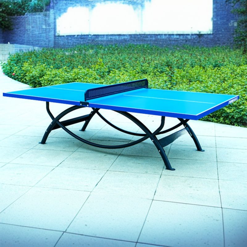 Versatile Ping Pong Table with Synthetic Laminate Top in Ink/Dark Blue/Emerald Green, Includes Paddle for Indoor and Outdoor Use