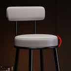 Casual Rawhide Bar Stools in White/Blue/Emerald Green with Back and Round Top, Featuring Leg Rest