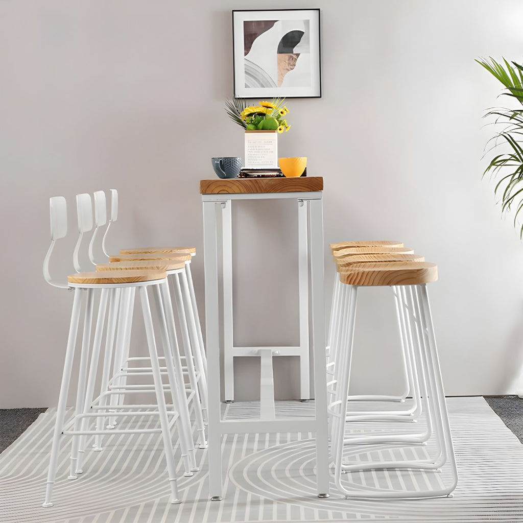 Modern Style Rectangle Wood Bar Table 1/5/9 Pieces Bar Table Set for Kitchen