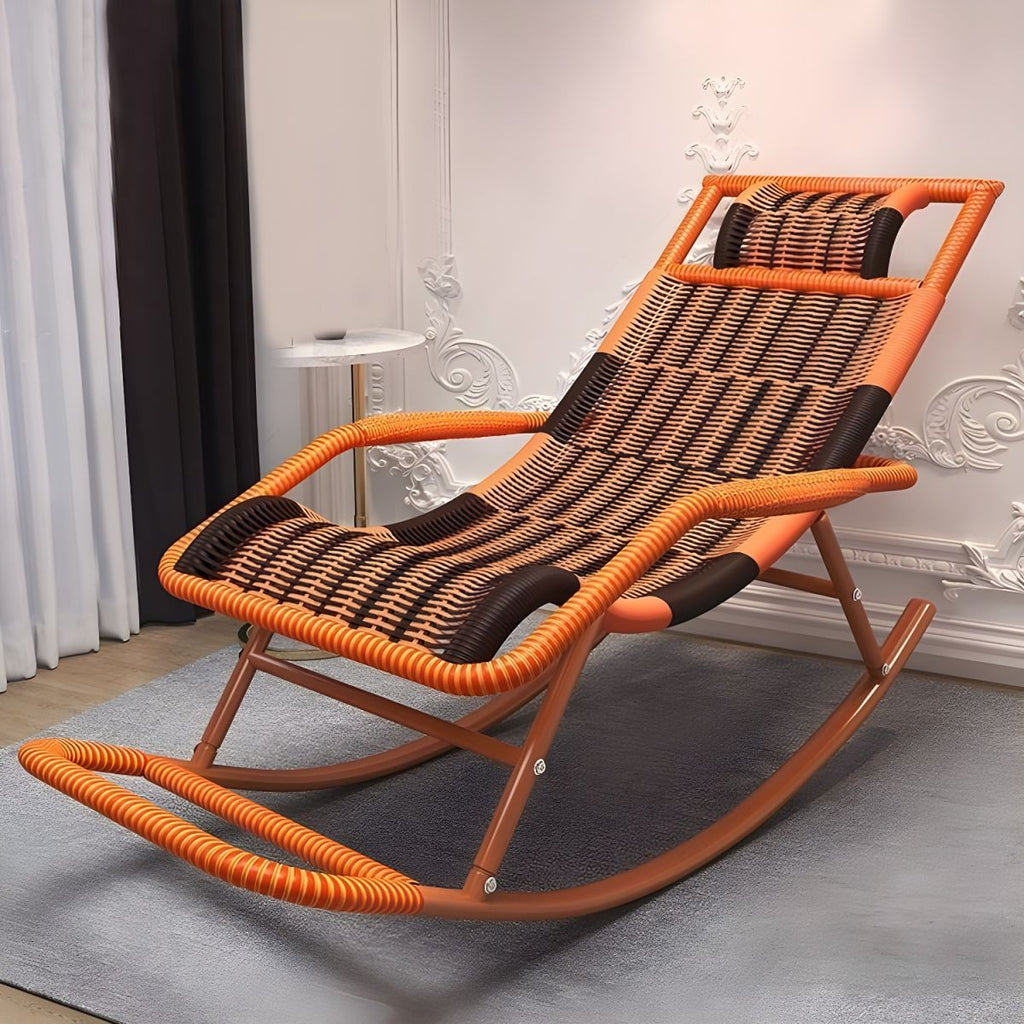 Modern Rattan Rocker Chair Reclining Rocking Chair for Home Decor
