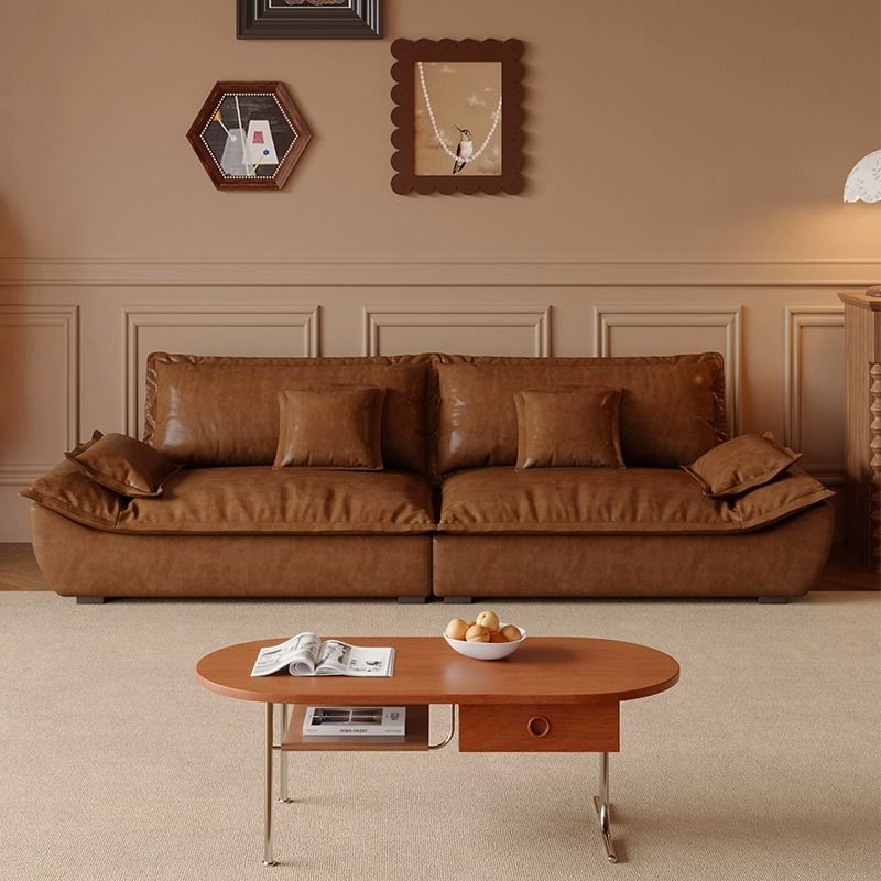 Contemporary Water Resistant Cocoa Solid Color Sofa Couch/Single Sofa for 3 Person/for 5/4 Person with 4 Pillows/3 Pillows