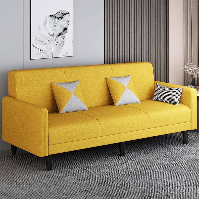 Convertible Sofa in Gray/Cerulean/Off-White with Armrest and 3 Pillows