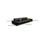 Extra Long Black Leather Sofa with Stain Resistant Feature and Two Pillows