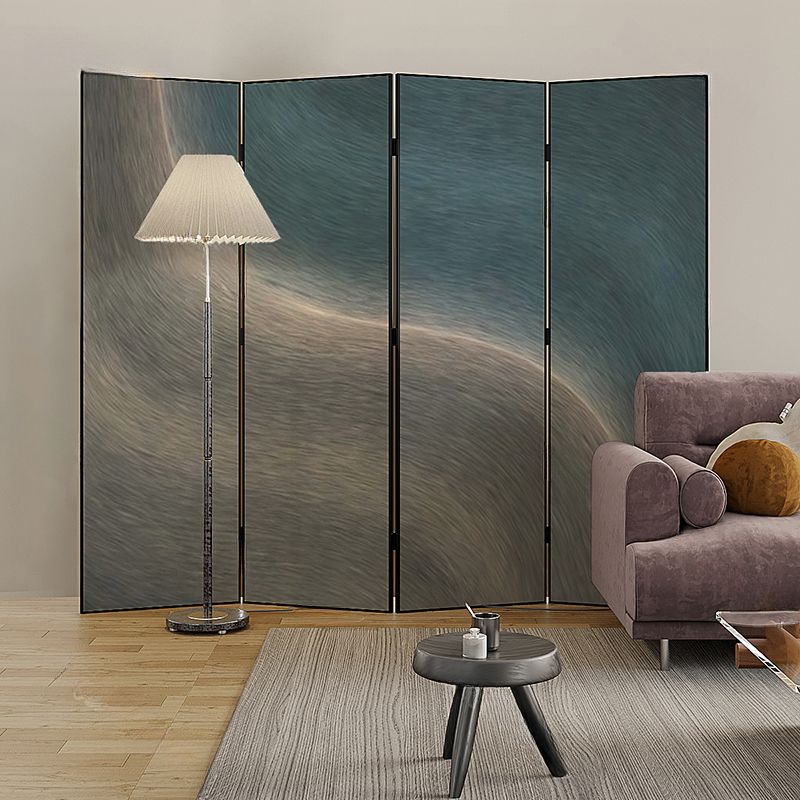 Screen Divider in Storm Gray with Opaque Light Filtration, Fold-up Metal Frame, 3/4 Panels, Double Sided Print, and Independent Design