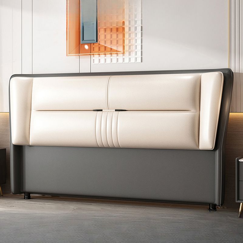 Trendy Panel Headboard in Natural Wood with No Distressing, Rectangle Shape for Twin XL/Full/Queen Bed, Featuring Sponge Upholstery and Standard Height