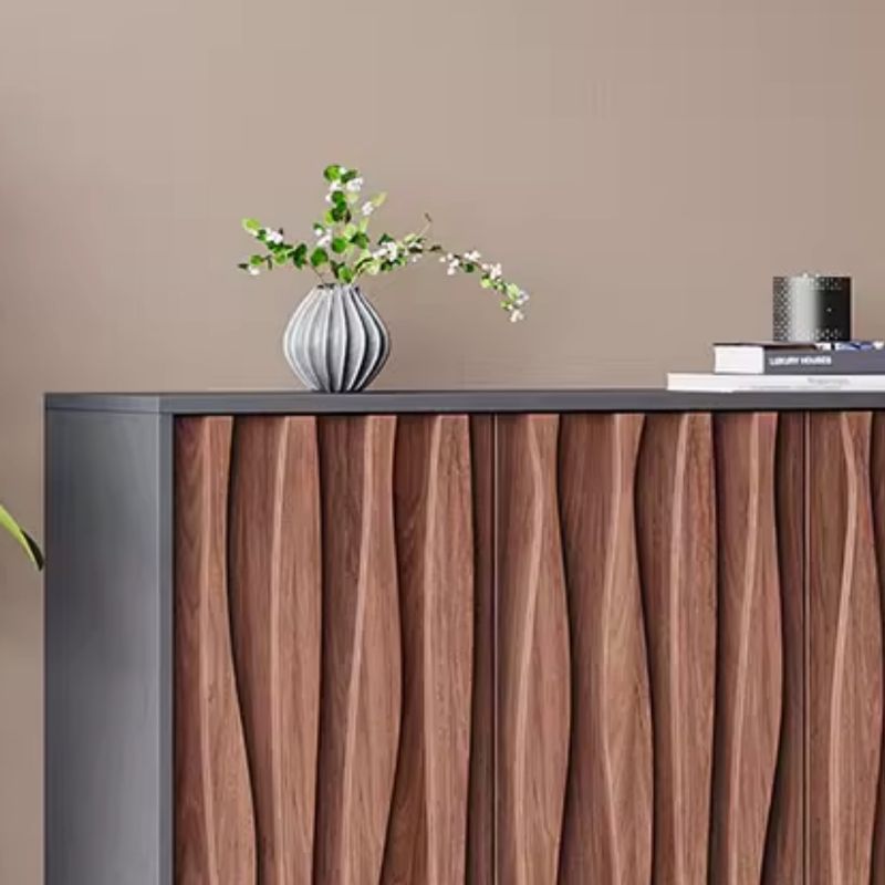 Manufactured Wood 4 Tiers Shoe Wardrobe with Shelf, Cabinet Door, Dustproof Cover, and Closed Back