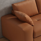 Modern Solid Color Scratch-defiant Standard Sofa in Pu with Dark Grey/Ivory/Coffee Upholstery, 4-seater/3-seater, and 2 Pillows