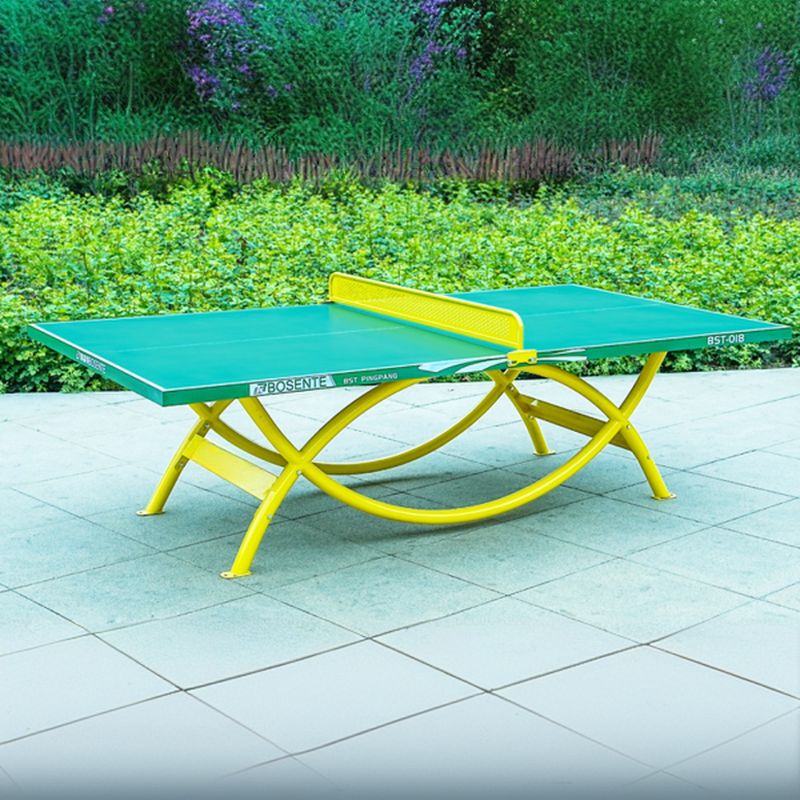 Versatile Ping Pong Table with Synthetic Laminate Top in Ink/Dark Blue/Emerald Green, Includes Paddle for Indoor and Outdoor Use