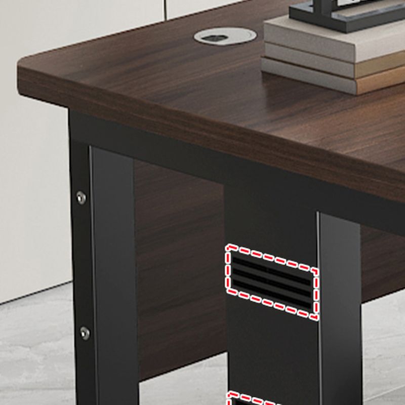 Cocoa Rectangular Steel Desk with Scratch Resistant Toboggan Base, CPU Storage, Cable Management, and Front Splash