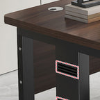 Cocoa Rectangular Steel Desk with Scratch Resistant Toboggan Base, CPU Storage, Cable Management, and Front Splash