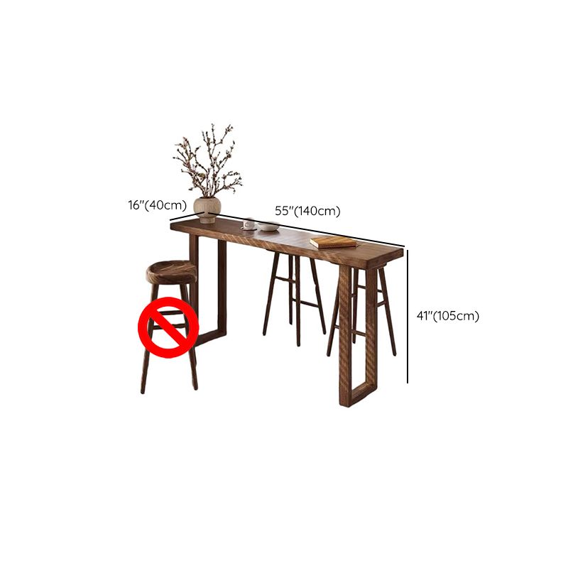 Simplistic Pub Table with Natural Wood Top and Sled Base in Auburn, Rectangle Shape