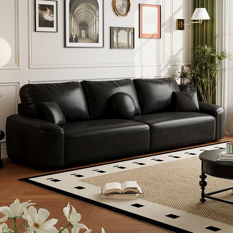 Modish Solid Color Stain Resistant Standard Sofa in Black/Sage/Auburn, Available as 3-seater/4-seater with 3 Pillows