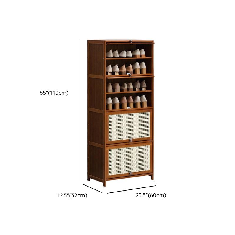 Tan Bamboo 9 Tiers/7 Tiers/5 Tiers Storage for Shoes with Dustproof Cover