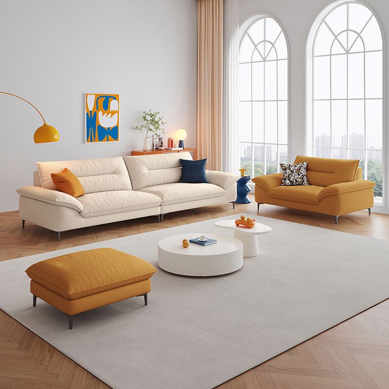 Contemporary Modern Solid Color Tear Resistant Standard Sofa in White for 4-seater/5/3 with 2 Pillows