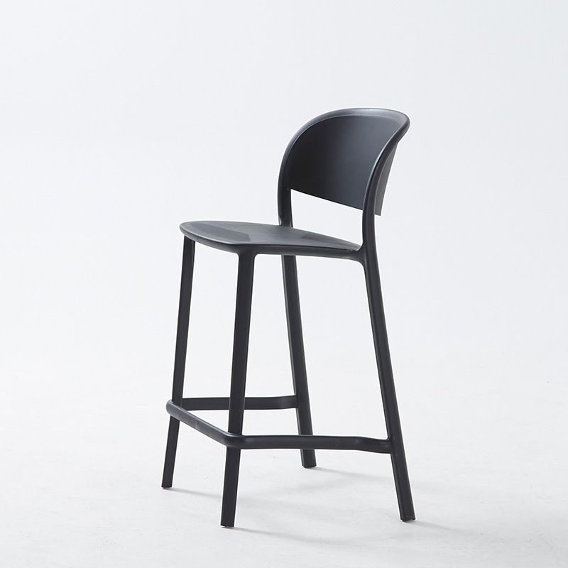 Casual Polymer Bar Stools in White/Lemon Color/Light Green with Back, Pileable Rectangle Seat, and Leg Rest