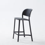 Casual Polymer Bar Stools in White/Lemon Color/Light Green with Back, Pileable Rectangle Seat, and Leg Rest