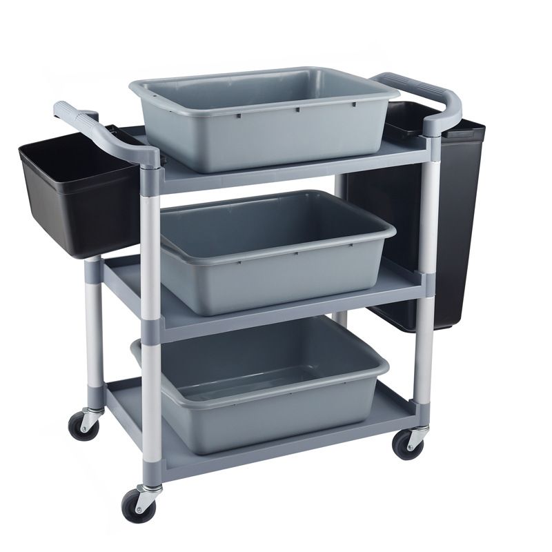 Synthetic Material Detached Accessory Cart with 3 Tiers, 4 Casters & Handle Culinary Space