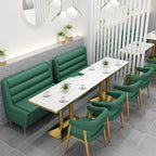 Simple Single Sided Booth in Pink/Butter Color/Green with Foam Upholstery