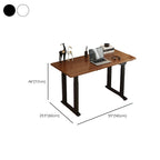 Simplistic Flexible Height Desk with Rainproof Toboggan Base, Automatic Height Adjustment, Auburn Lumber Top, Floor Mounted