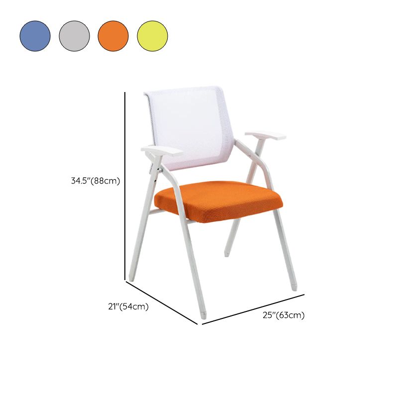 Casual Metal Framed Folding Training Chair/Side Chair for Tile Flooring with Uncovered Back and Support Rail