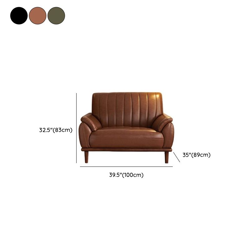 Modern Solid Color Scratch-defiant Leather Standard Sofa/Loveseat/Single Sofa in Black/Emerald Green/Auburn for 2/3/1-seater